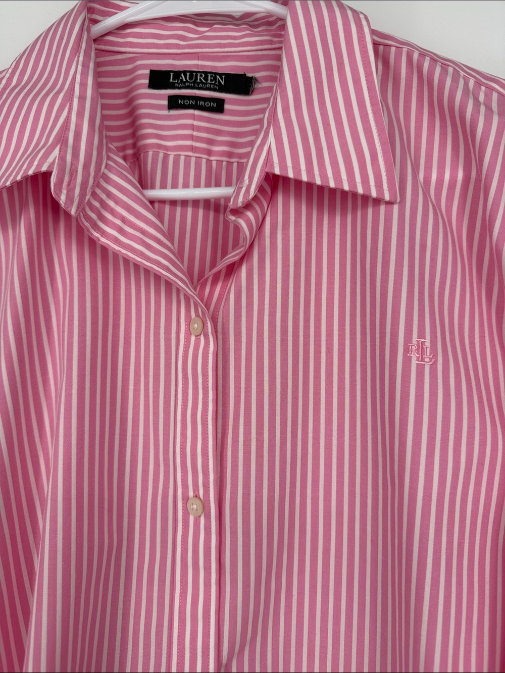 Lauren Ralph Lauren | Pink & White Striped Button-Down Shirt | XL - Picture 2 of 4